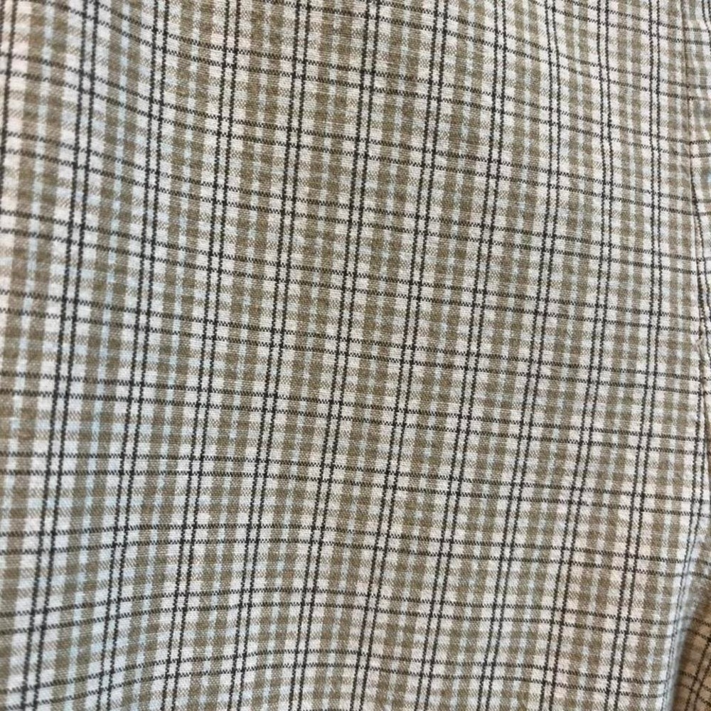 Whitefish Bay Women's Capri Pants Plaid Button Beige Black Cotton Flat Front - Picture 2 of 6
